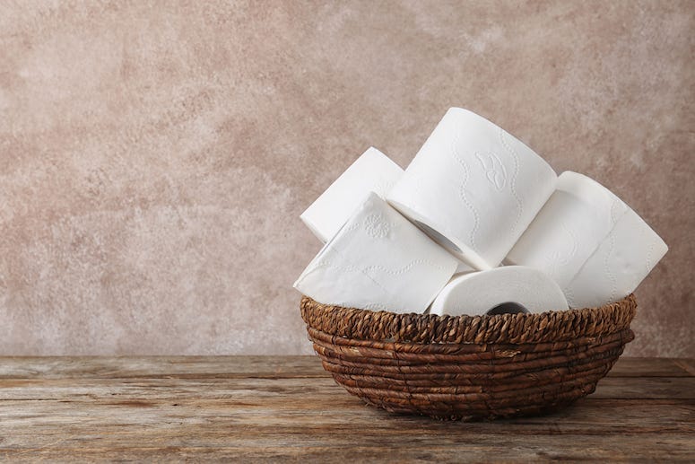 Toilet Paper, Rolls, Wooden Bowl, Bathroom, Table
