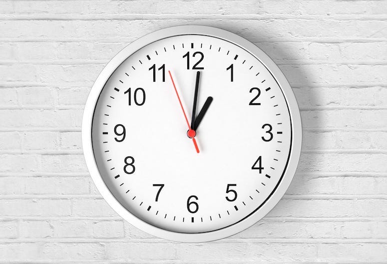 Clock, Time, White Brick Wall