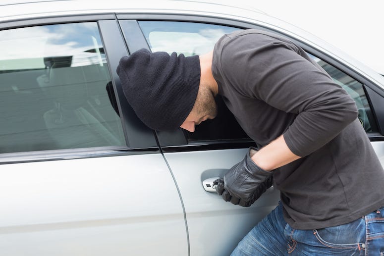 Thief, Breaking Into Car, Broad Daylight, Stealing Car