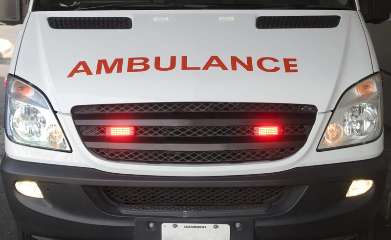 Front view of an ambulance