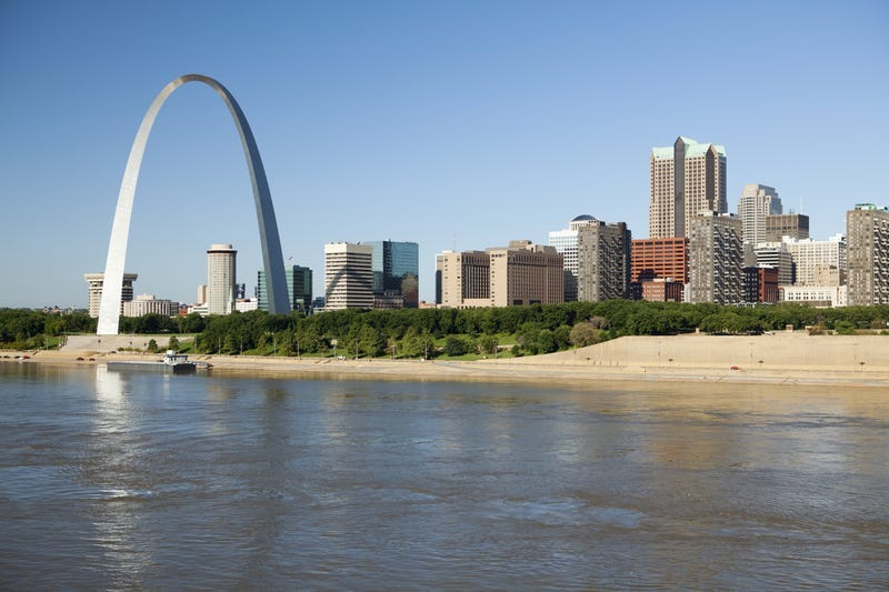 St Louis, Missouri Skyline along the Mississippi River