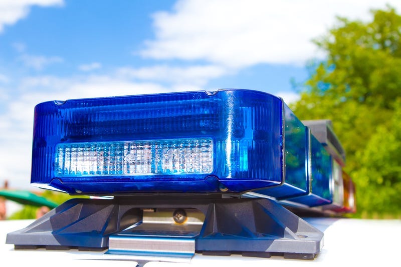 Blue and red police roof bar lights