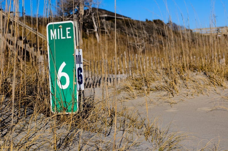 Mile Marker, Sand, Grass, Beach Dunes