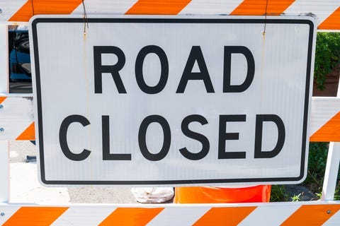 Road closed sign