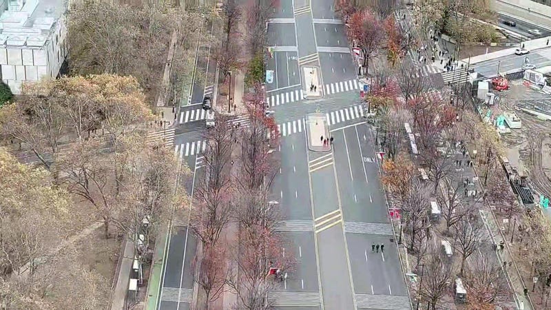 Drone shot of the Ben Franklin Parkway