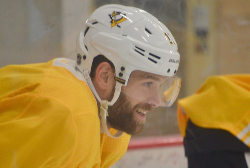 Penguins forward Bryan Rust at practice in 2019