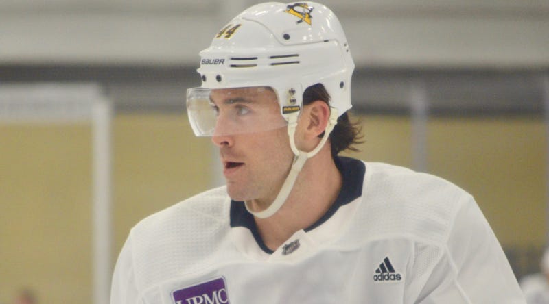 Penguins defense Erik Gudbranson at his first practice with Pittsburgh on February, 27, 2019
