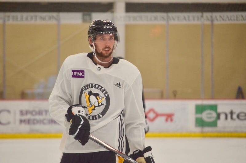 Penguins defenseman Marcus Pettersson at training camp in 2019