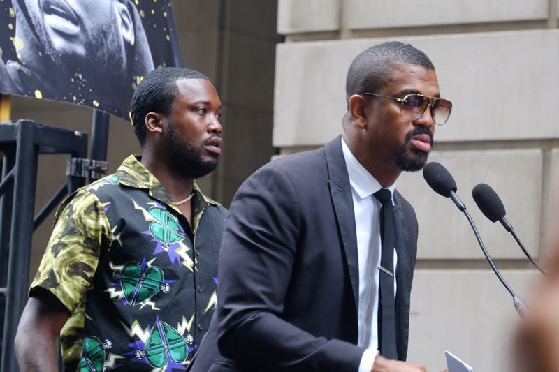 Meek Mill supporters rallied outside of the Juanita Kidd Stout Center for Criminal Justice in Philadelphia on August 27, 2019.