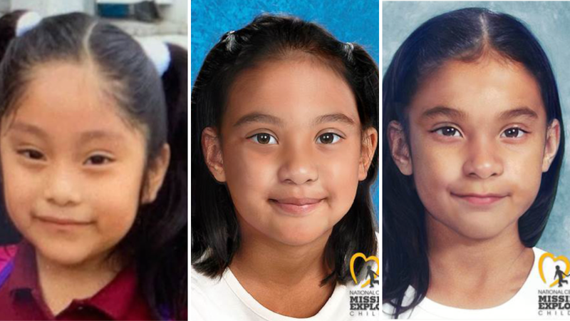 Dulce Maria Alavez at age 5 (left) and age-progressed photos by the National Center for Missing and Exploited Children.