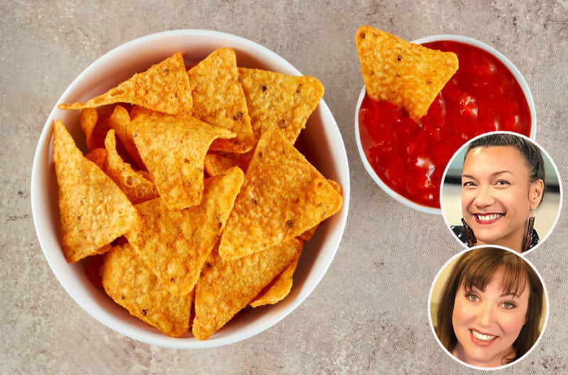 Linda and Annette on chips and dip