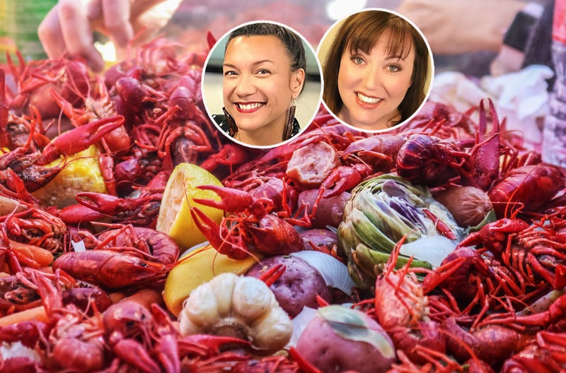 Linda and Annette on crawfish