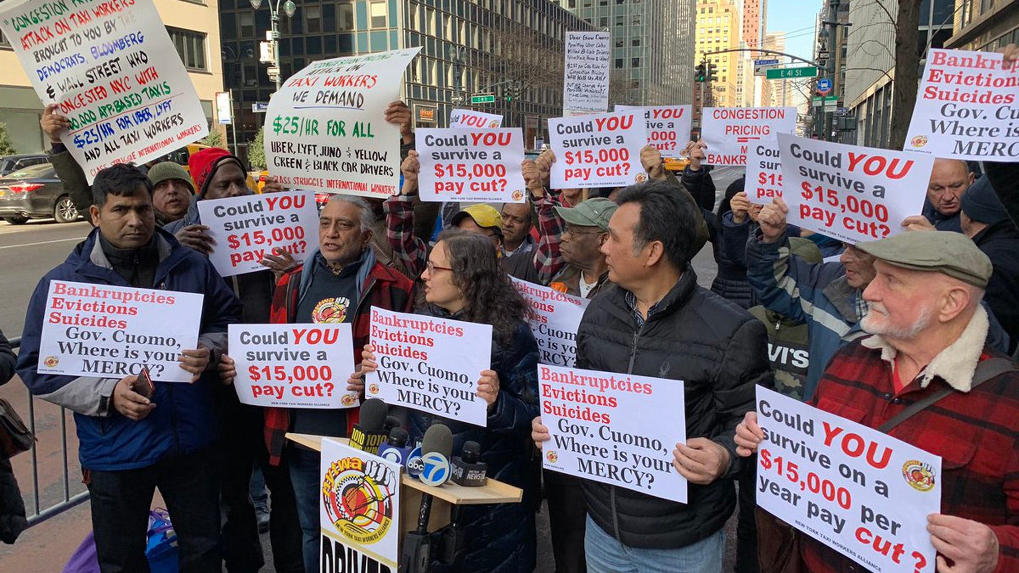 Taxi Drivers Protest Congestion Surcharge, Demand City Tax Rich Not Poor