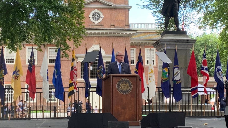 Mayor Jim Kenney presides over his final Celebration of Freedom ceremony at Independence Hall.