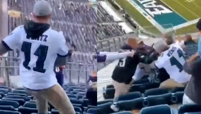 Eagles Fan Fighting Ravens Fan In First Game Back In Stands