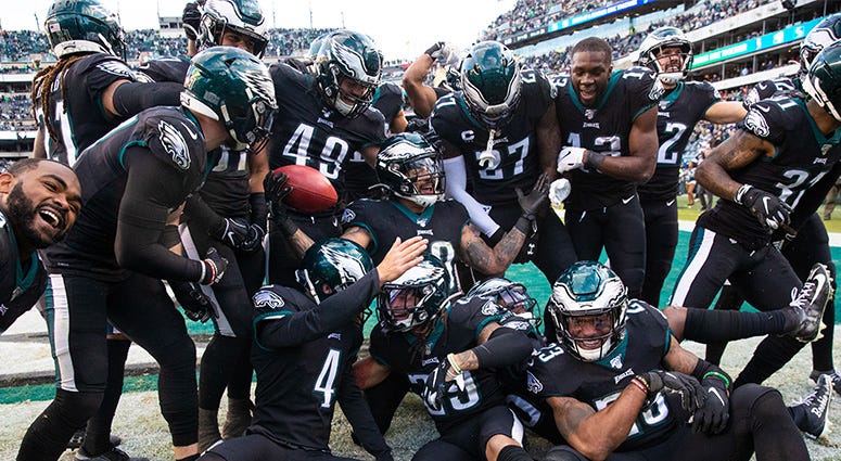 Nick Foles and Carson Wentz celebrate