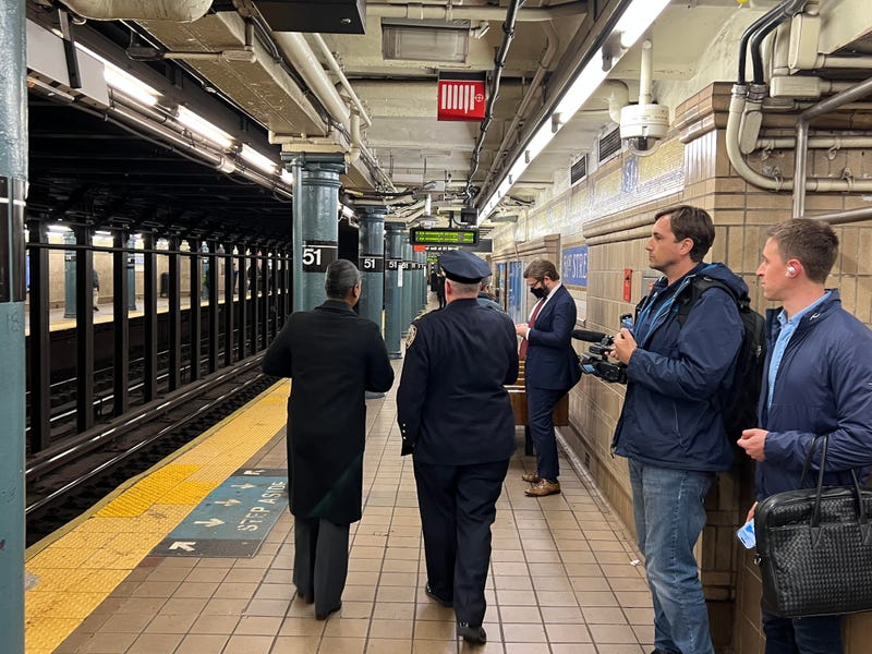 The NYPD commissioner and transit chief tour the Lexington Avenue/51st Street station, where a teen was stabbed six times over the weekend