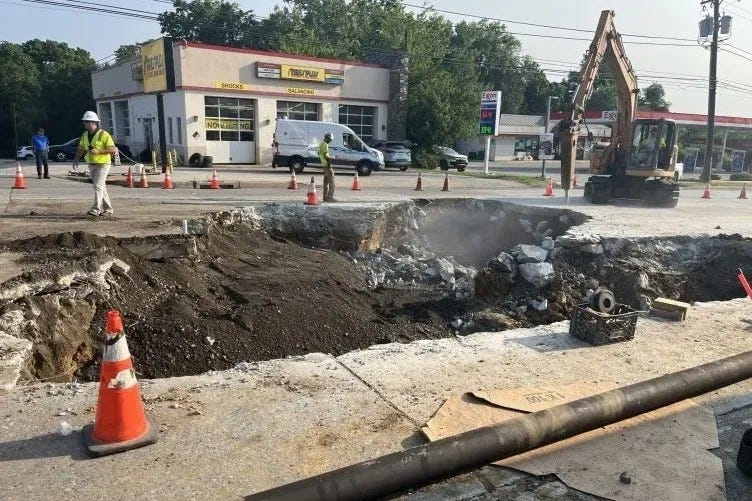 Route 202 sinkhole as seen on July 17, 2023
