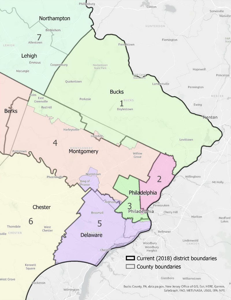 New congressional map southeastern Pennsylvania 