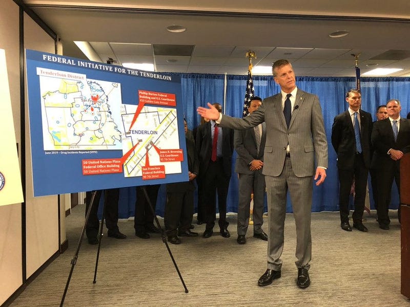 US Attorney David Anderson announced a crackdown on drug dealing in the Tenderloin neighborhood of San Francisco on Aug. 7, 2019.