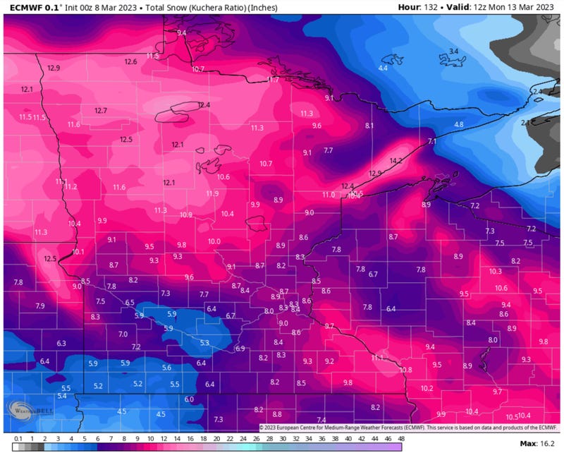 Snow fall map