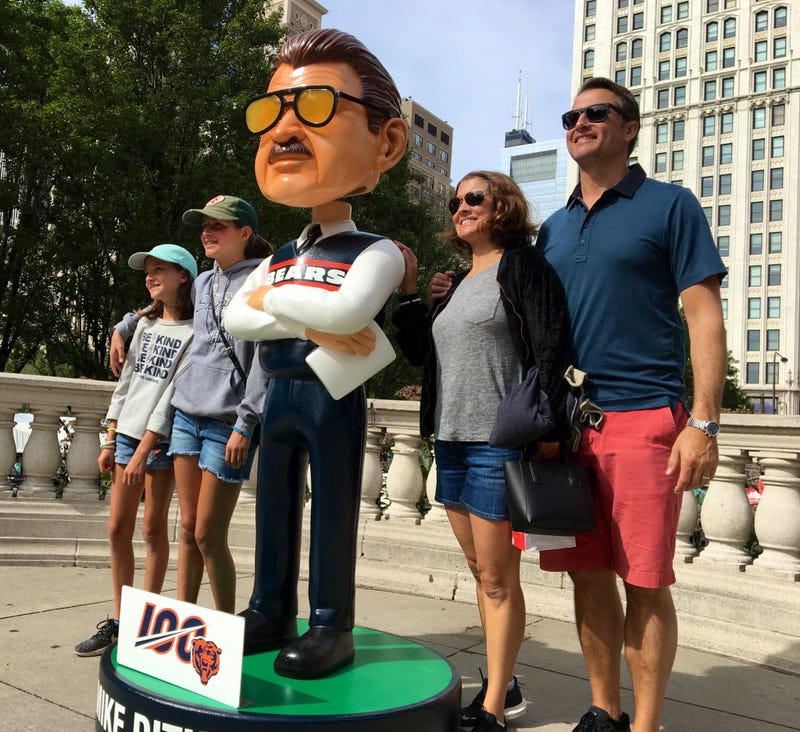 7-Foot Mike Ditka Bobblehead On Display In Millennium Park