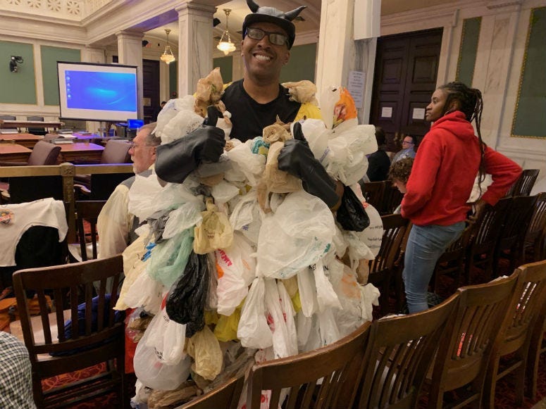 A man who supports a plastic bag ban at Philadelphia City Council.