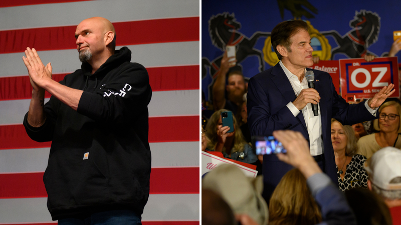 John Fetterman (left) and Mehmet Oz