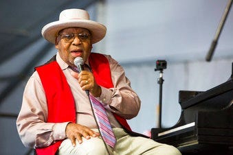 FILE - This April 28, 2019, file photo, shows Ellis Marsalis during the New Orleans Jazz & Heritage Festival in New Orleans. (AP Photo/Sophia Germer, File)