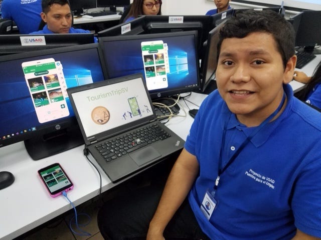 Salvadoran student Luis depends on US aid for his coding education