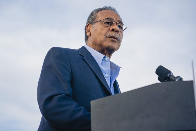 U.S. House Representative Emanuel Cleaver introduces Joe Biden at a campaign rally at the National World War I Museum and Memorial on March 7, 2020 in Kansas City.