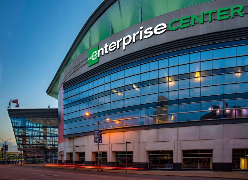 Rendering of Enterprise Center exterior view.