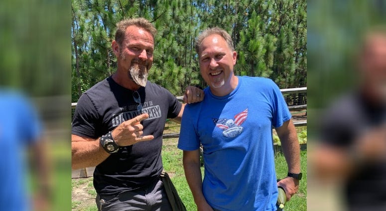 Army Spec Ops veteran Pat McNamara and Eye on Veterans host Phil Briggs 