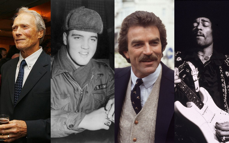 Clint Eastwood, Elvis Presley, Tom Selleck and Jimi Hendrix