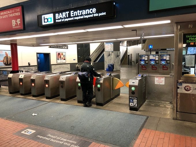 BART's ridership has fallen 70% during the coronavirus outbreak and shelter in place order covering much of the Bay Area. 
