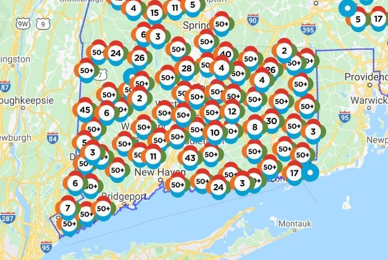 Eversource outage map, 8/6/20