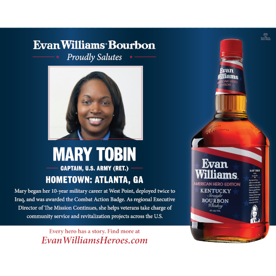 Army veteran (Ret.) Capt. Mary Tobin is an Evan Williams Bourbon American Made Hero award recipient