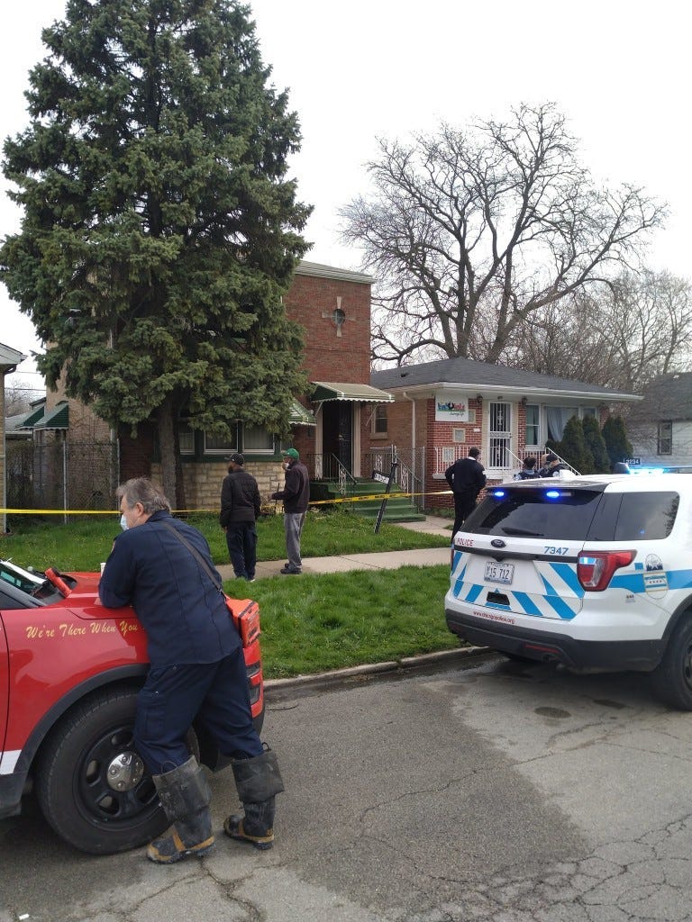 A man was found dead in a fire April 23, 2020 in the 400 block of West 104th Street.