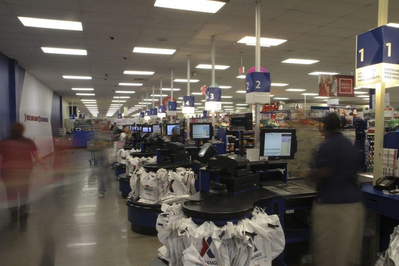 Military members and their families shop at the Post Exchange during the holiday season.