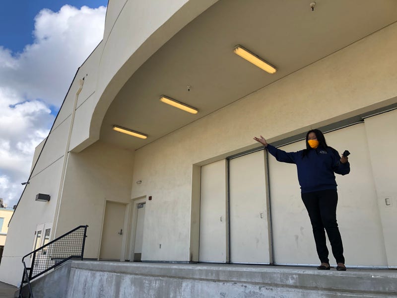 Senior Pastor Dr. Jacqueline Thompson at Allen Temple Baptist Church in East Oakland Showing Where Outdoor Worship Would Take Place
