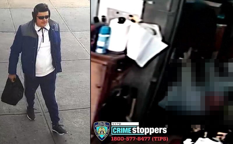Police are still searching for a suspect (left) in a brutal attack on a Queens pawn shop owner (right)