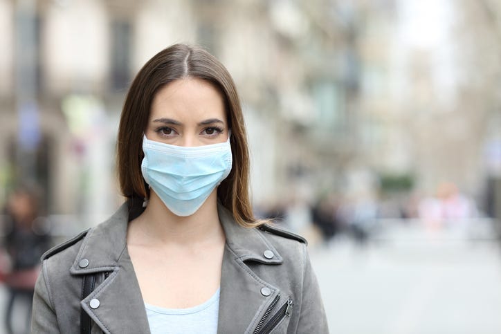 Woman in Protective Face Mask