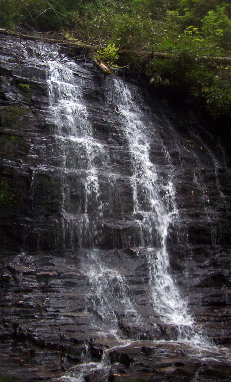 The South Carolina falls are known as Spin Auger Falls, Spoonauger Falls and Rock Cliff Falls. But the 50-foot-high cascade is on a small creek that empties into the Chattooga River in the Ellicott Rock Wilderness. (Photo by Bob Downing/Akron Beacon Journ