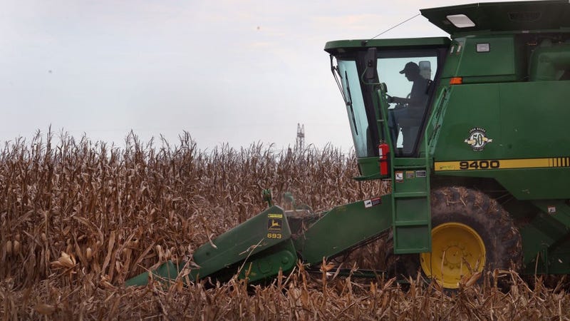  Glenn Morris, 83, harvests corn on October 11, 2021 in Princeton, Indiana. 