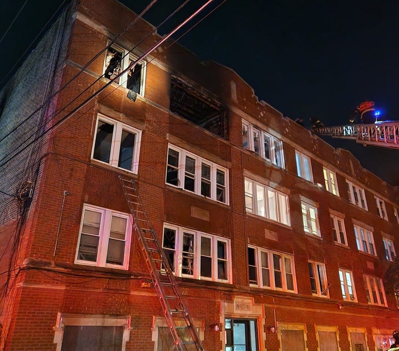 burning apartment building