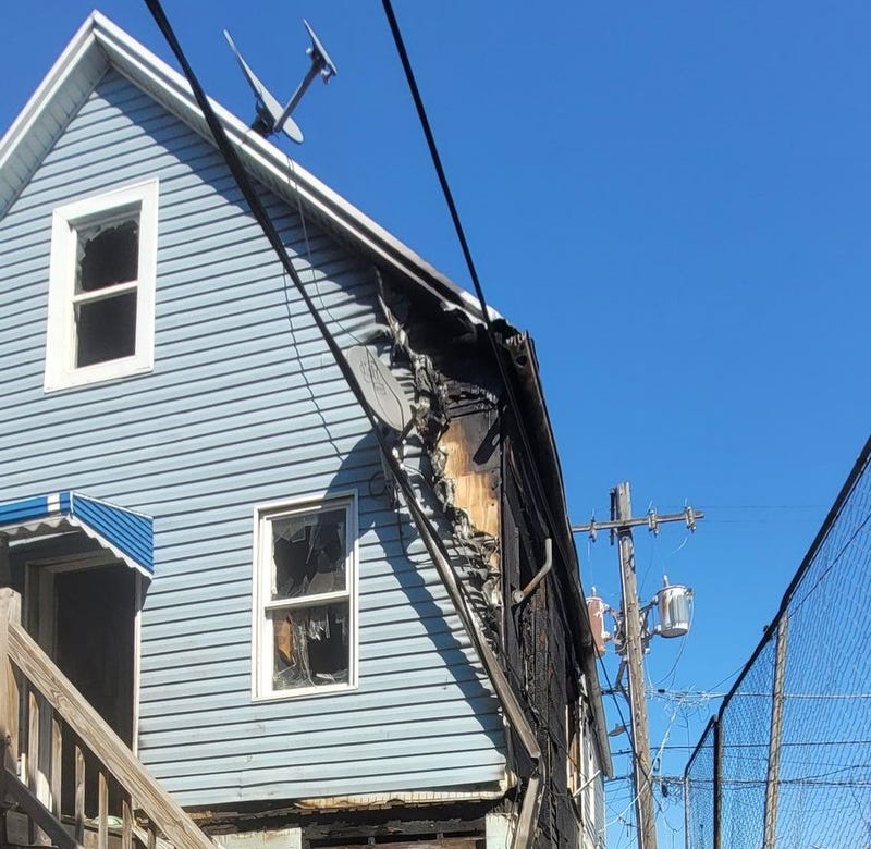 charred remains of house