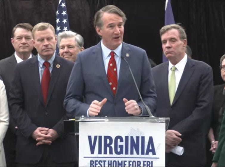 Governor Glenn Youngkin speaks at press conference for FBI HQ