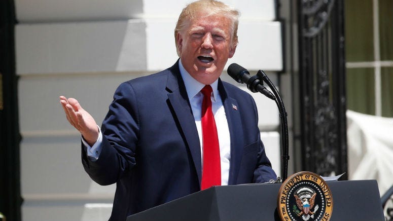 President Donald Trump says a US ship "destroyed" an Iranian drone on Thursday.