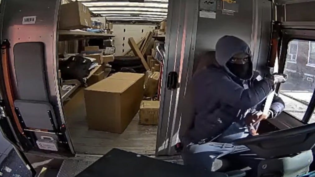 VIDEO: Police seek carjacking suspect who robbed FedEx truck at gunpoint