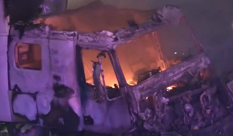 FedEx truck on fire